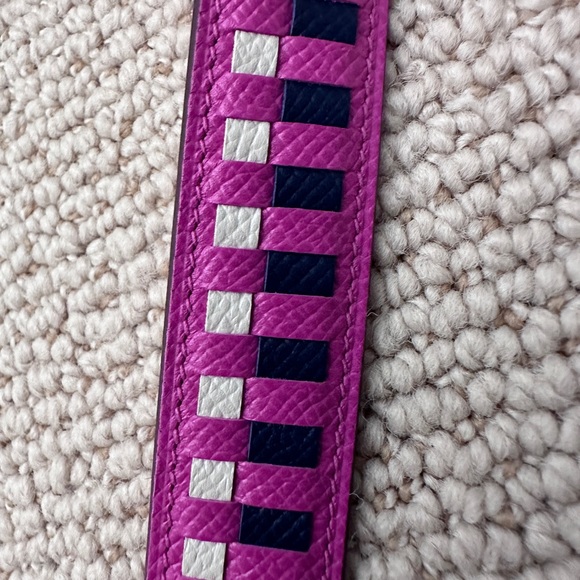 Brand New Hermes Magnolia, Bleu Saphir, & Craie Epsom Tressage Bag  Strap - Picture 9 of 9